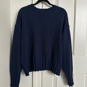 J.Crew NWT Navy Blue Textured Bouclé Crewneck Sweater - XL